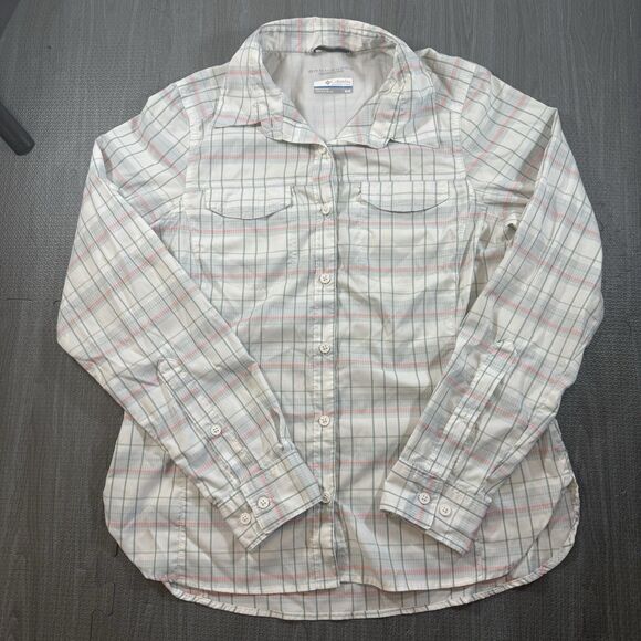 Columbia Omni Shade Sun Protection Lightweight Vented Shirt Pink Gray Women’s M - Picture 1 of 7